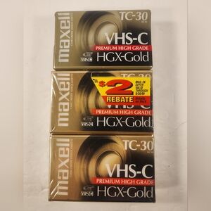 Maxell Camcorder HGX-Gold Videocassette 3 Pack VHS-C Tapes TC-30 Sealed NOS NEW